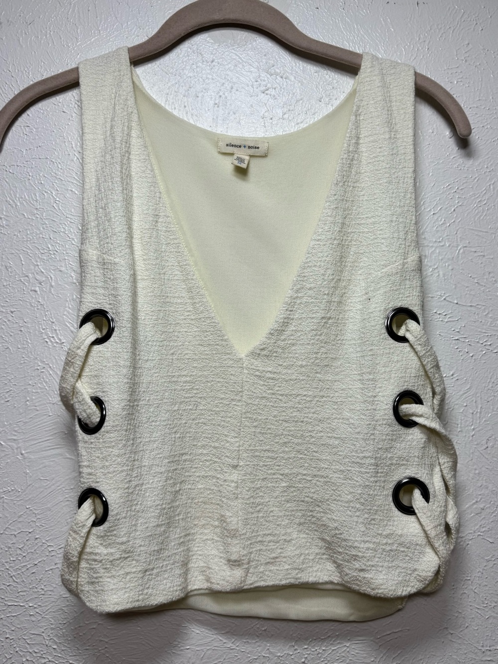 Silence + Noise Plunge Neckline Lace Up Side Tank Top
